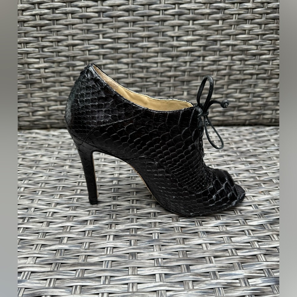 Alexandre Birman Python Peep Toe Lace Up Bootie N… - image 4